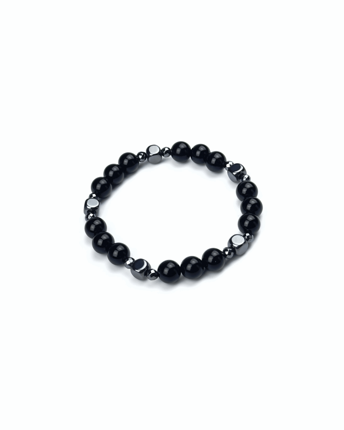 Браслет КУБИКИ. Агат и гематит