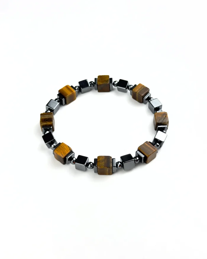 Браслет КУБЫ. Тигровый глаз и гематит 2.0