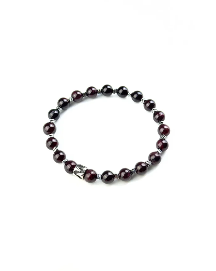 Браслет СТАЛЬНОЙ ХАРАКТЕР. Гранат